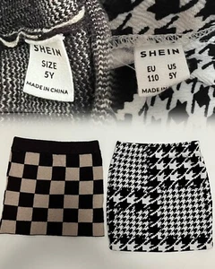 Lot 2 SHEIN Girls Checkered And Houndstooth Skirts Sz 5  - Picture 1 of 1