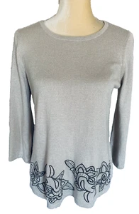 Suéter mediano Chico’s Easywear para mujer bordado floral brillante ligero - Imagen 1 de 10