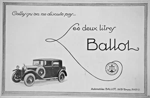 PRESSEWERBUNG 1927 LES DEUX LITER BALLOT AUTO - ADVERTISING - Bild 1 von 1