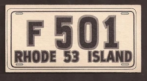 1953 TOPPS LICENSE PLATES SET BREAK #43 RHODE ISLAND - Picture 1 of 1