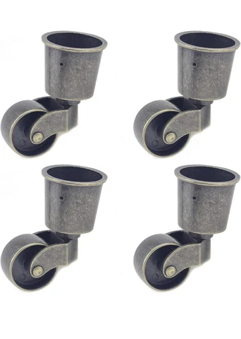 Meprotal 4pcs Zinc Alloy Antique Round Cup Caster 1.24'' Inner Cup Diameter S Cover