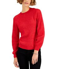 Style&Co Women's Fire Red Long Sleeve Crew Neck Ribbed Sweater Size Small