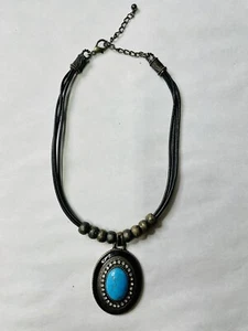Turquoise Strand Pendant Necklace Boho - Picture 1 of 4