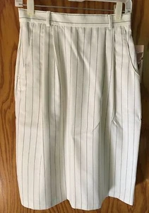 FALDA LÁPIZ MUJER LORD ISAACS FOR HER CREMA CON RAYAS AZUL MARINO TALLA 10 NUEVA CON ETIQUETAS  - Imagen 1 de 9