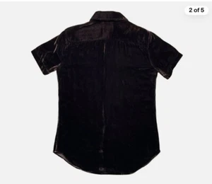 Emporio Armani Velvet Chocolate Brown Short.  Sleeve Button Down Shirt Small - Picture 1 of 3