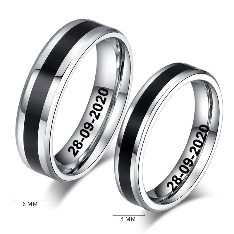 Free Engraved Couple Men Women Wedding Ring Eternity Promise Engagement Ring - Image 1 of 4