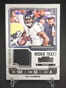 2023 Panini Contenders Zay Flowers Patch RC Rookie Ticket TS39 Ravens - Picture 1 of 2