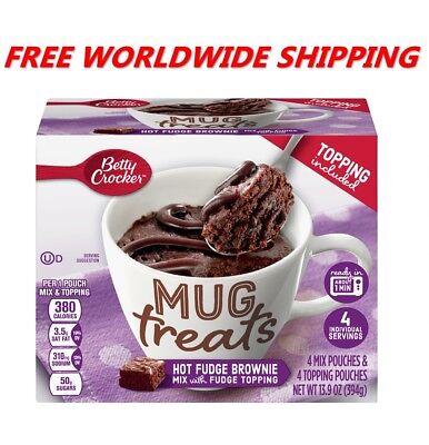 Betty Crocker Hot Fudge Brownie Mix Mug Treats With Topping WORLD SHIPPING • 22.62$