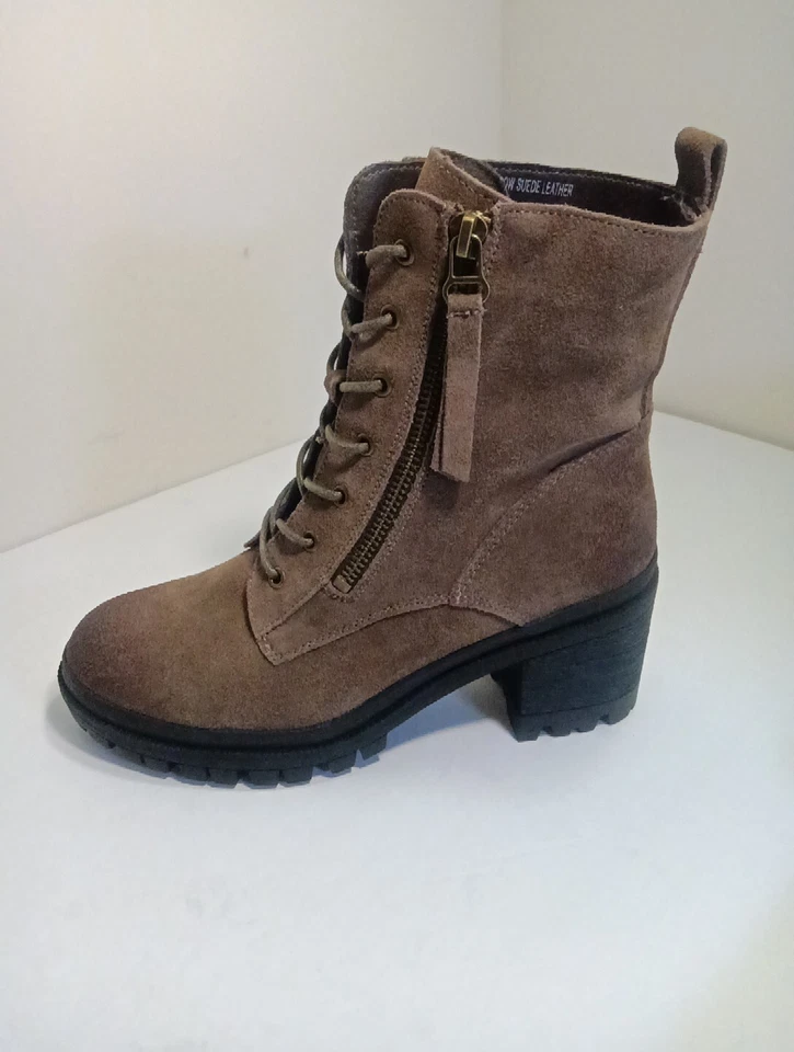 Wild Diva Botas Mujer 6.5 Botín Marrón Gamuza Tacones Gruesos Informales Foto 1 de 4