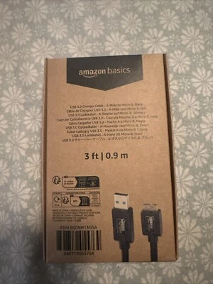 2-Pack Amazon Basics USB 3.0 A to Micro B Cable 3ft | Fast Data Transfer | New - Image 1 of 2