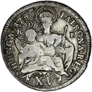 HUNGARY coin 15 Krajczar 1745 KB VF Very Fine - Picture 1 of 7