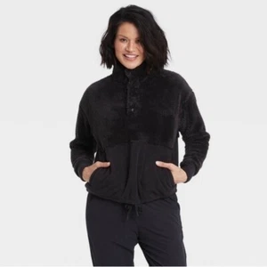 Women's M ALL IN MOTION Snap Front Cozy Sherpa Pullovers Sweatshirt Jacket Coat - Picture 1 of 11