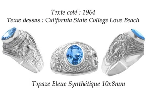 Dolly-Bijoux Chevalière T52 California State Collège Love Beach Topaze MD FRANCE - Picture 1 of 1