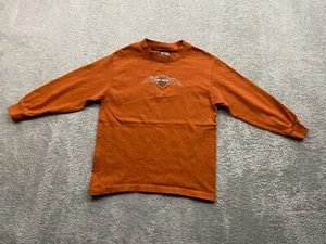 Harley Davidson Shirt Kids 8 Orange Biker Motorcycle Outdoor Grunge Edgy Punk - Picture 1 of 9