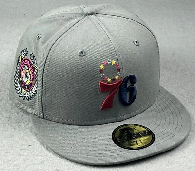 NEW ERA 59Fifty Philadelphia 76ers Fitted Hat Gray Size 7 5/8 Rare NEW - Image 1 of 4