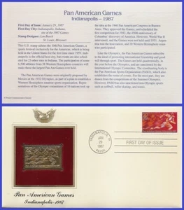 USA8 #2247 U/A GOLDEN REPLICA FDC Pan American Games - Imagen 1 de 1