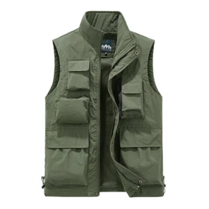 Chaleco Chaleco para Hombres Utilidad Multi-bolsillo Chaleco de Pesca Deportes Ropa de Trabajo Pescador - Imagen 1 de 24