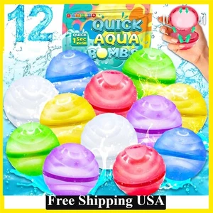 Shell Fun Reusable Water Balloons Easy to Fill Soft Silicone Self Sealing 12Pcs - Picture 1 of 10