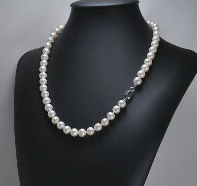 COLLANA IN ORO BIANCO 18 KT CON PERLE D'ACQUA DOLCE BIANCHE CON NODINI OBLN 036 - Immagine 1 di 3