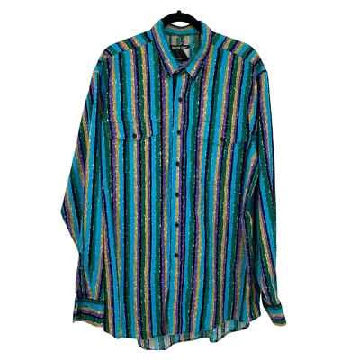 Vintage Frontier Series Western Cowboy Rodeo Button Front Shirt XLT Striped - Image 1 of 4