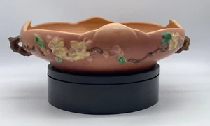 Antique Vintage Roseville 330-10 Pink Brown Apple Blossom Bowl Dish Pottery - Picture 1 of 16