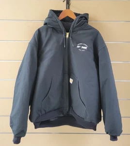 Carhartt Mens 2XL Norfolk S Railroad Hooded Lined Black Canvas Jacket J140 USA - Picture 1 of 14