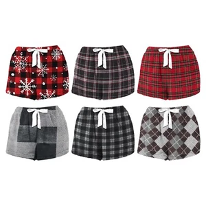 2-Piece Ultra Soft Cozy Plush Printed Micro-Fleece Pajama Shorts - Picture 1 of 8