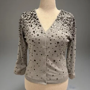 Carlisle Cardigan Gray Sweater 70/30 Cotton Cashmere Blend Sz L EUC - Picture 1 of 14