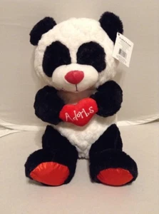 Stuffed Animal Bear Black White & Red Sits 14 Inches Heart Says "Adorbs" - Picture 1 of 8