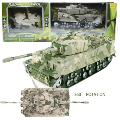 Radio Remote Control Military Army Battle Tank With Light Sound Christmas Gift - Image 1 of 4