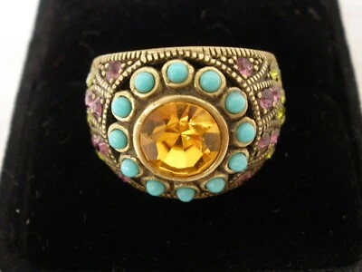 Heidi Daus Multi-Color Crystal Flower Ring - 7.75 - Image 1 of 4