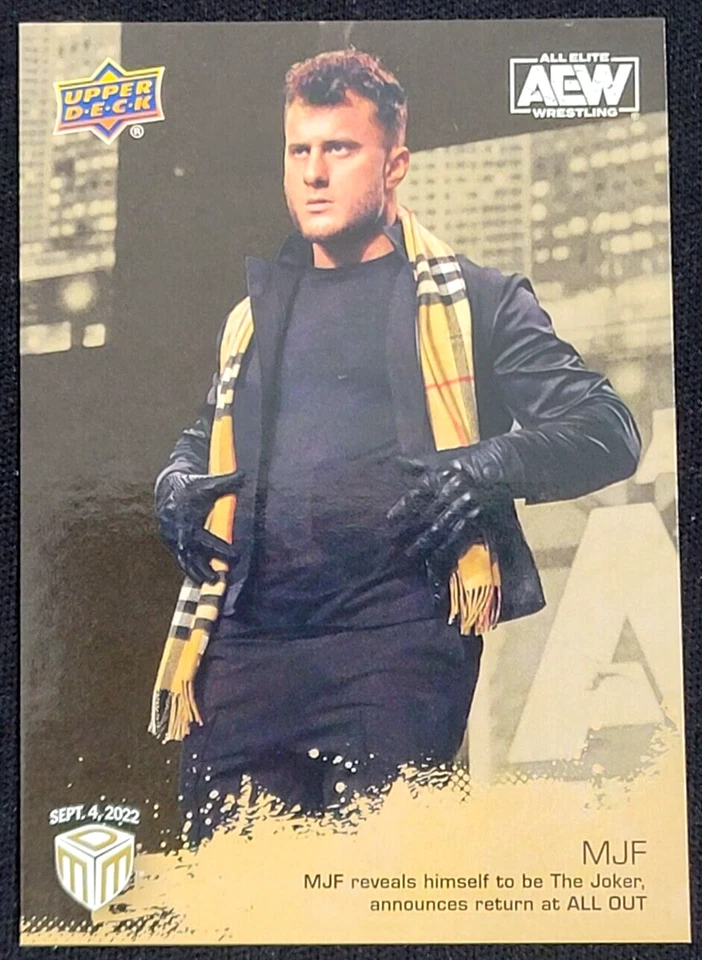 2022 UPPER DECK AEW MATCH DATED MOMENTS GOLD MJF - Image 1 of 2