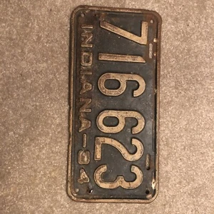 1934 Indiana License Plate Original Antique Passenger Vehicle # 716 623 - Picture 1 of 2