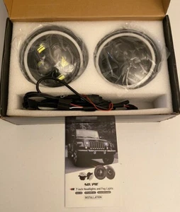 SUNPIE 7' RGBW HALO LED HEADLIGHTS JEEP Wrangler 76-86 CJ-7 81-85 CJ-8 In Box - Picture 1 of 3