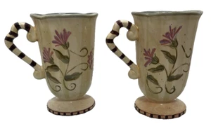 222 Quinta Tazza Ibiza Set di 2 Disegno Floreale Ceramica Altezza 6" - Foto 1 di 8
