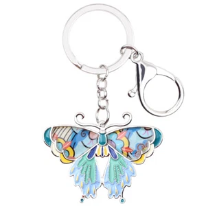 Enamel Alloy Floral Cute Butterfly Keychains Car Key Ring Insects Charms Jewelry - Picture 1 of 11