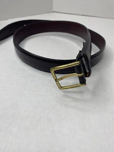 Brighton Mens Belt Sz 36 Brown leather Gold Brass Buckle 1 1/4" Wide - Picture 1 of 6