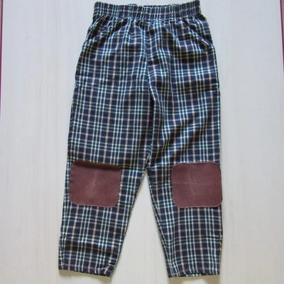 Vintage OshKosh Blue & Green Plaid Pants With Knee Patches Boy's Size 7 Made USA - Image 1 of 4
