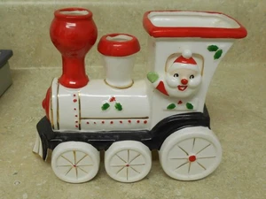 VINTAGE JAPAN CHRISTMAS SANTA EXPRESS TRAIN PLANTER FIGURINE - Picture 1 of 6