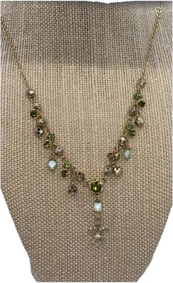 Collar pedante flor de lis gema verde cadena oro Cookie Lee descontinuado (#356) Foto 1 de 3