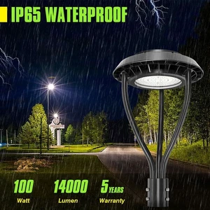 100Watt LED Post Top Lights Outdoor Circular Area Light For Garage Parking lot - Picture 1 of 9