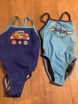 2 Agon Swimsuits 24 Youth Blue Max Resist Thin Straps Competition - Image 1 of 4