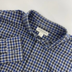 Mizzen Main Shirt Mens XXL Trim Blue Gray City Flannel Performance Check Preppy - Picture 1 of 10
