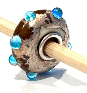 TROLLBEADS OOAK One of a Kind Unique LAA 925S Browns & Turquoise Raised Dots NEW - Picture 1 of 12
