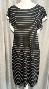 Vestido recto para mujer Maison Jules nuevo con etiquetas negro blanco mediano M manga acampanada rayas - Imagen 1 de 16