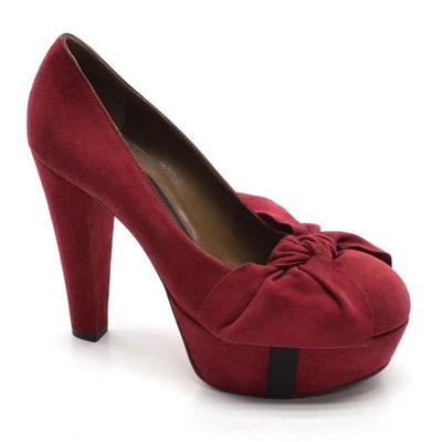 Zapatos de tacón alto de gamuza roja 37/7 con plataforma de arco grande Marni para dama Italia Foto 1 de 4