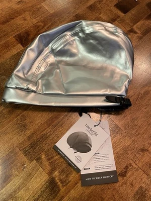 Hairbrella Satin-Lined Waterproof, Adjustable Swim Cap Chrome Silver New W Tags - Image 1 of 4