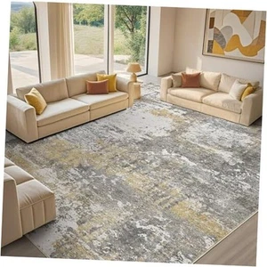 Area Rug Living Room - 9X12 Abstract Washable Large Soft Foldable Non Slip Rug  - Picture 1 of 7