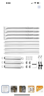 Tubos de substituição para queimador Charbroil, placas de calor, tubos cruzados e isqueiro - Imagem 1 de 4