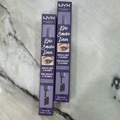 2x Lot NYX Professional Makeup Epic Smoke Liner Violet Flash Purple Eyeliner NEW - Image 1 of 4
